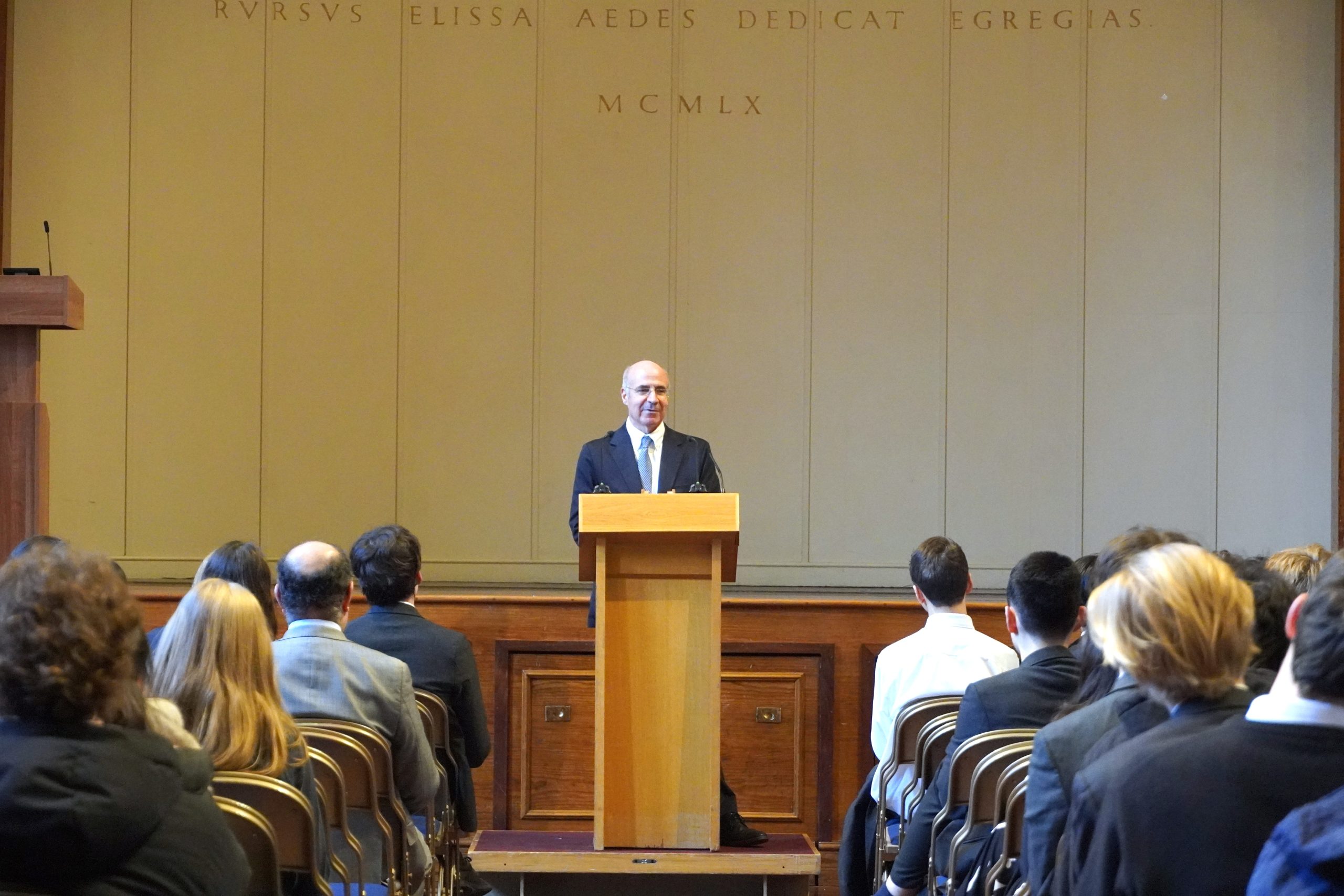 Sir William Browder speaking on stage at a Locke Lecture