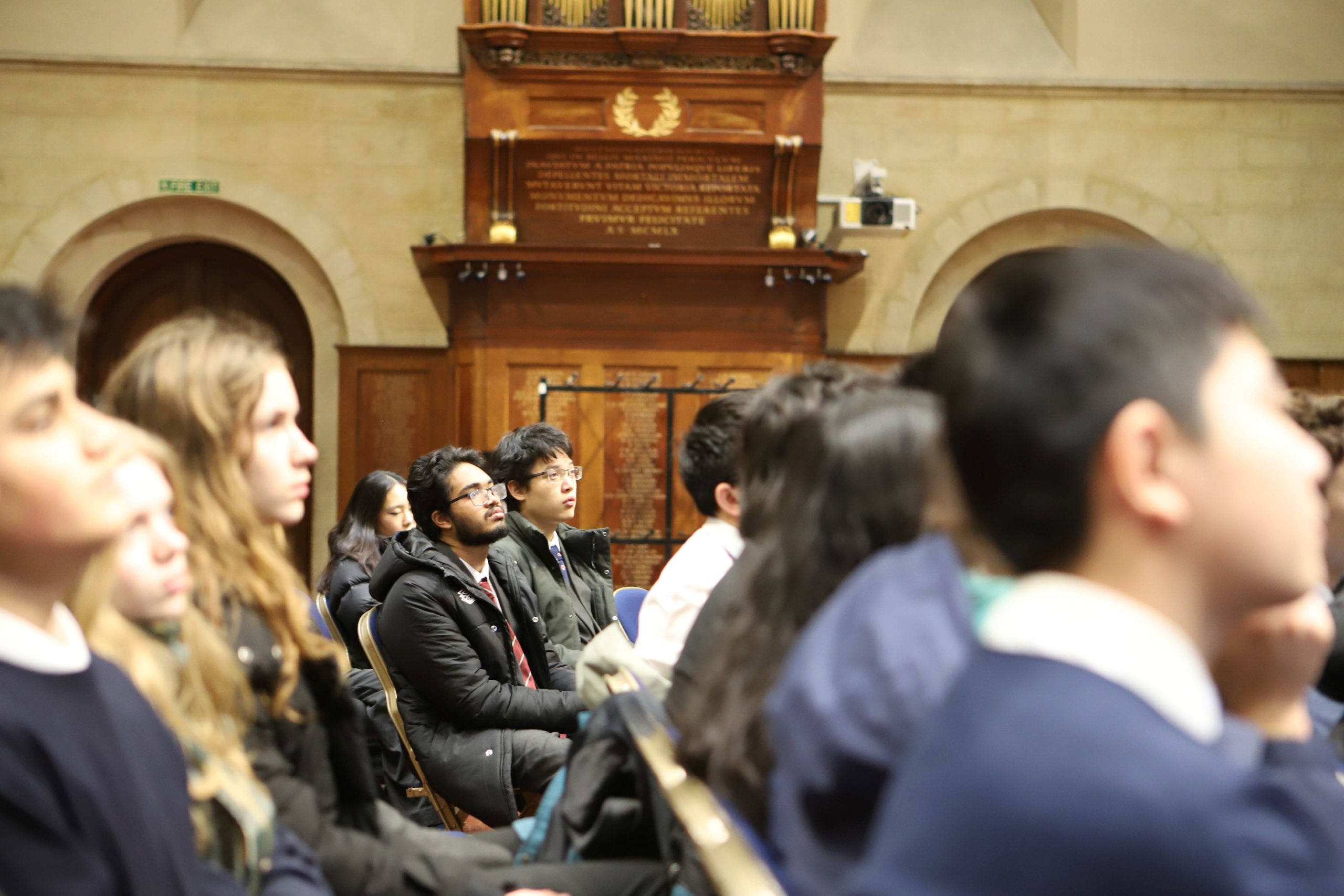 Two boys in the audience at a Locke Lecture