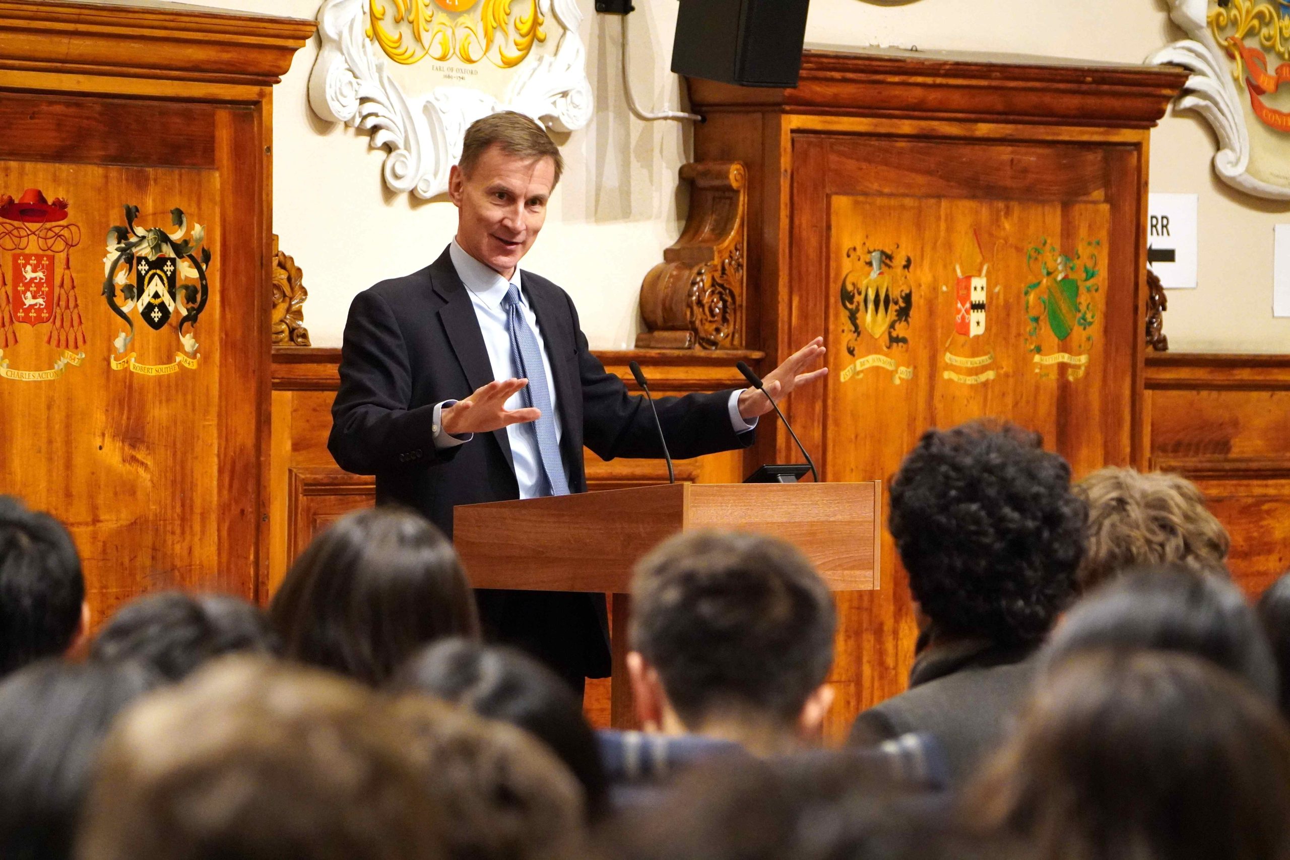 Sir Jeremy Hunt speaking in School in front of pupils