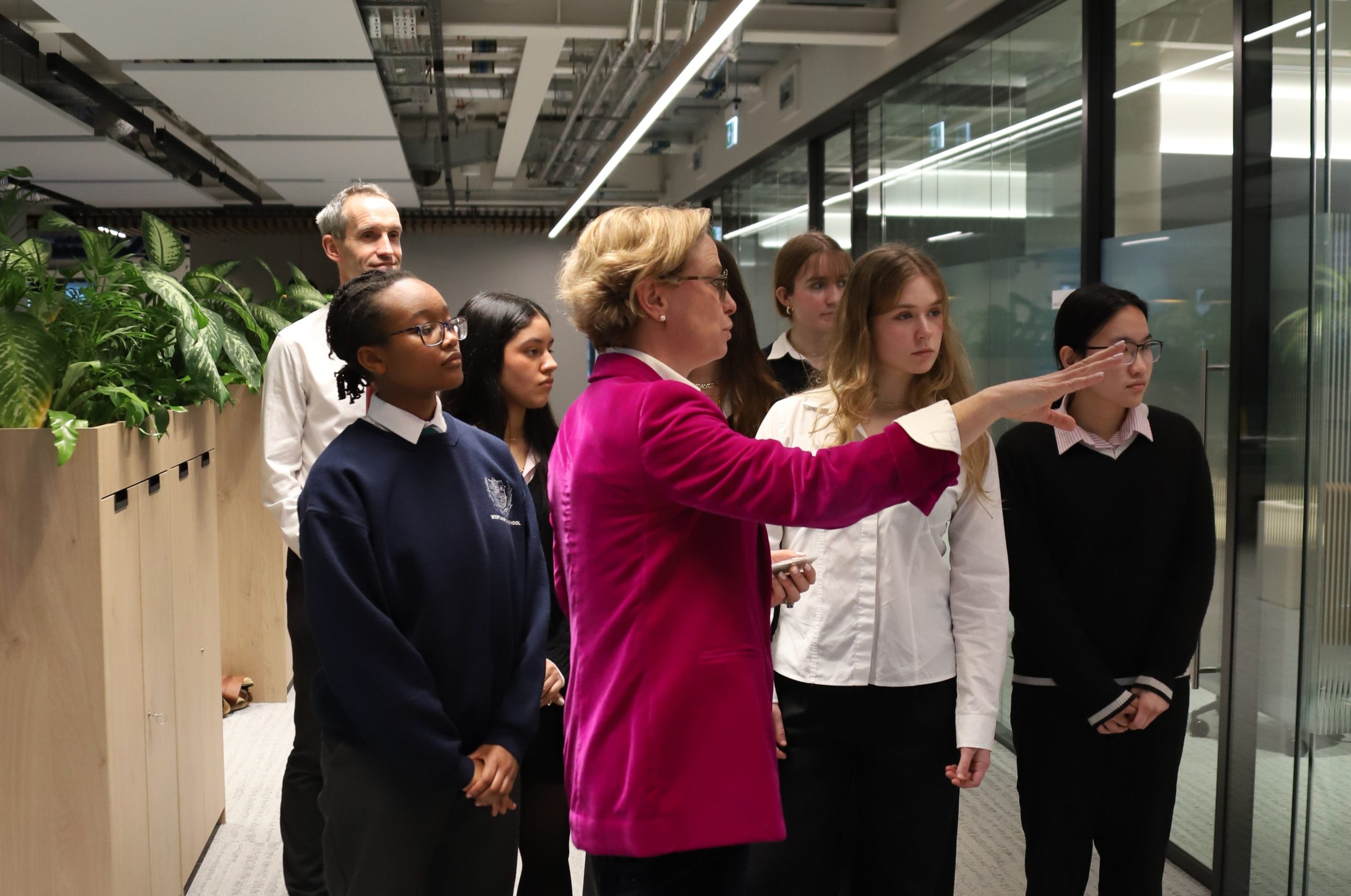 The group tours Lazard's offices